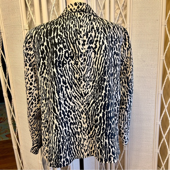 Talbots Blazer Leopard Animal Print Cream Black Jacket Stretch Plus size 16W - Picture 9 of 16